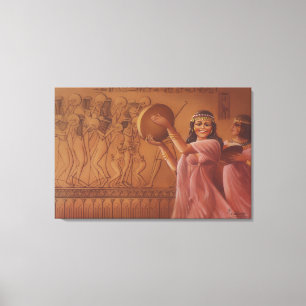 Altägyptische Tamburin-Tänzerinnen, Kunst Leinwanddruck