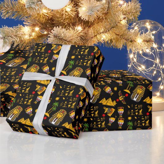 Altägyptischer Hieroglyphischer Muster Hintergrund Geschenkpapier (Feiertage)