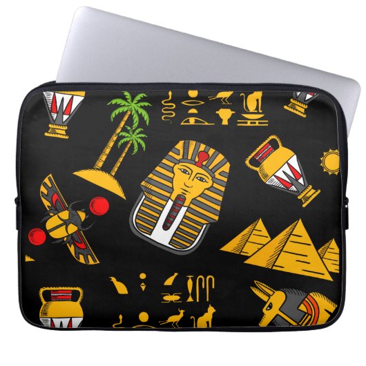 Altägyptischer Hieroglyphischer Muster Hintergrund Laptopschutzhülle (Vorderseite)