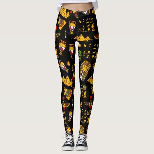 Altägyptischer Hieroglyphischer Muster Hintergrund Leggings (Vorderseite)