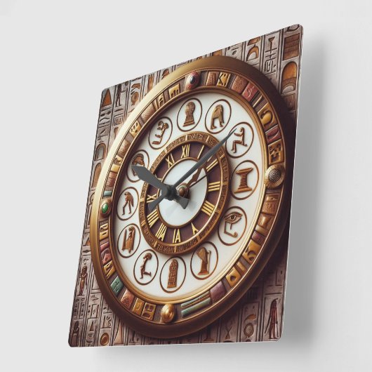 Altägyptischer Kunsthintergrund Quadratische Wanduhr (Winkel)
