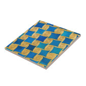 Altägyptisches Blau-Gold-Geometrisches Muster Fliese (Seite)