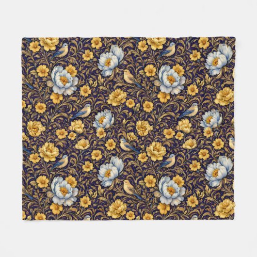 Altami Vintage Floral Birds Decke – Elegant Luxus (Vorderseite (Horizontal))