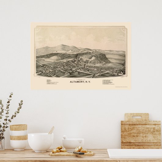 Altamont, NY Panoramic Map - 1889 Poster (Küche)