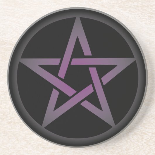 Altar aus schwarzem und Lila Pentagramm Sandstein Untersetzer (Vorne)