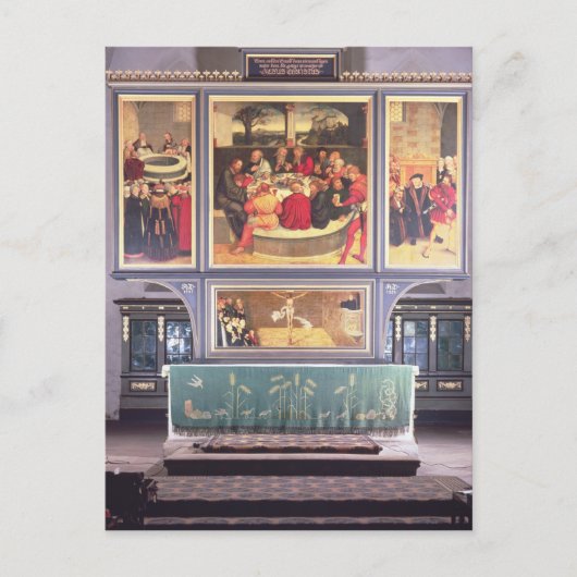 Altar mit einem darstellenden Triptychon Postkarte (Vorderseite)