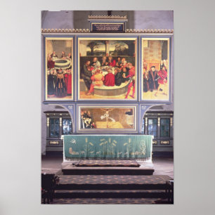 Altar mit einem Triptychon darstellend Poster