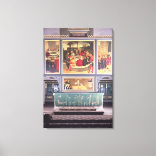 Altar mit einem Triptychon, der das Bild zeigt Leinwanddruck