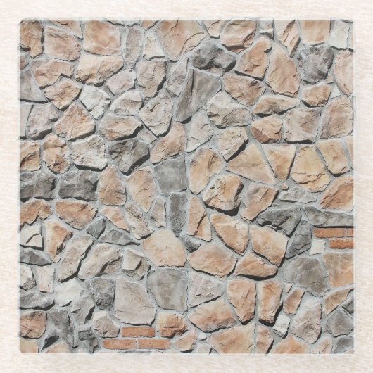 Altbraune Burg Stone Textur Glasuntersetzer (Vorderseite)