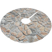 Altbraune Burg Stone Textur Polyester Weihnachtsbaumdecke (Schrägansicht)