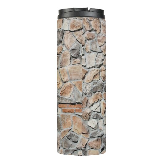 Altbraune Burg Stone Textur Thermosbecher (Rückseite)