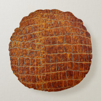 altbraune Ledertextur Rundes Kissen