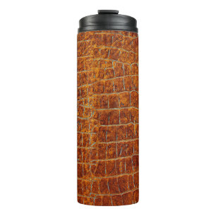 altbraune Ledertextur Thermosbecher