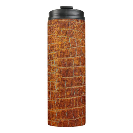 altbraune Ledertextur Thermosbecher (Vorderseite)