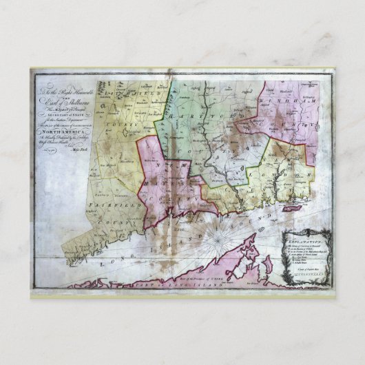 Alte 1766 Connecticut Karte (Vorderseite)