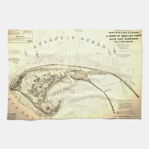 Alte (1833) Karte von Provincetown Truro Küchentuch