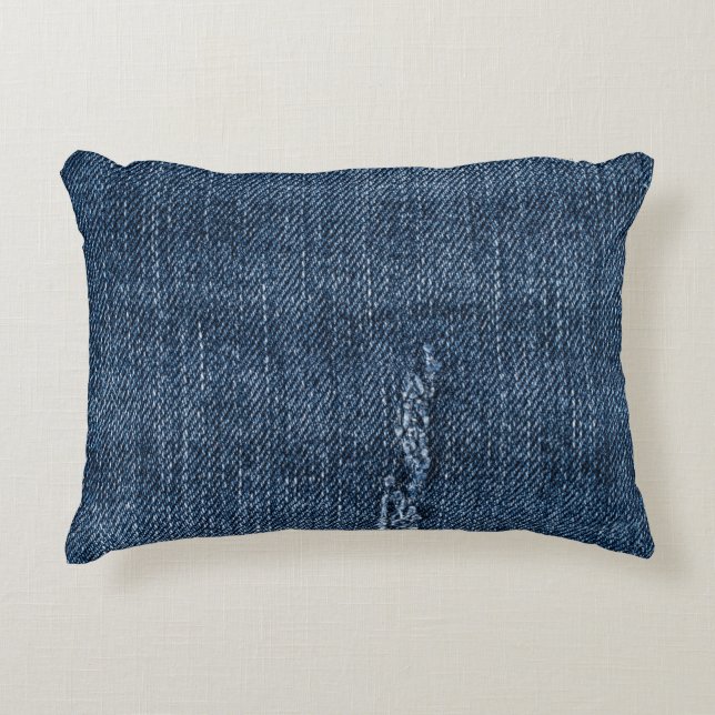 Alte abgerissene Denim: Jeans Textur. Dekokissen (Vorderseite)
