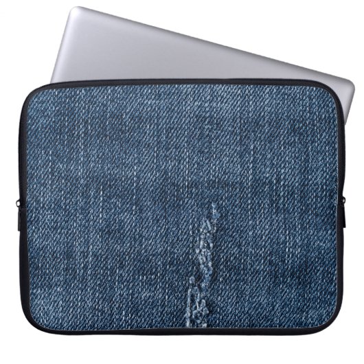 Alte abgerissene Denim: Jeans Textur. Laptopschutzhülle (Vorderseite)