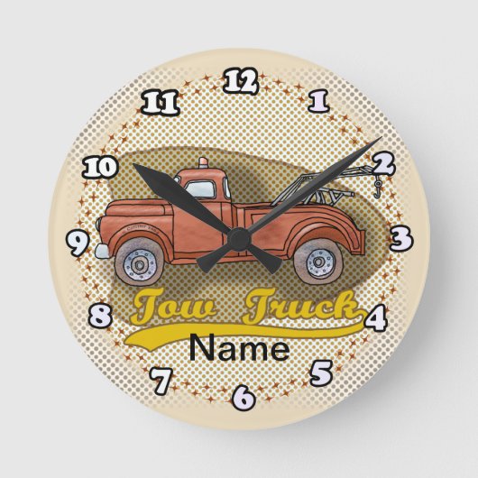 Alte Abschleppwagen-Uhr Runde Wanduhr (Vorderseite)