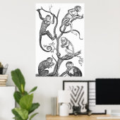 Alte Affendarstellung - Affen aus dem 19. Jahrhund Poster (Heimbüro)
