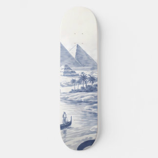 Alte ägyptische Bastet-Katze und Pyramiden Blau Skateboard