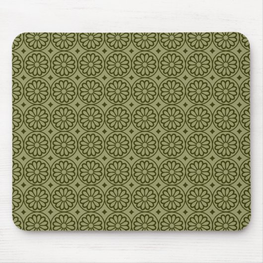 Alte ägyptische Blume - Khaki und Murky Green Mousepad (Vorne)