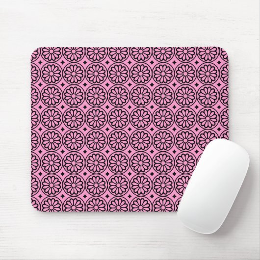 Alte ägyptische Blume - Rosa auf Schwarz Mousepad (Mit Mouse)