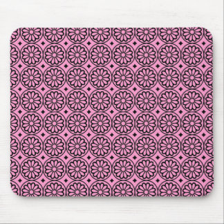 Alte ägyptische Blume - Rosa auf Schwarz Mousepad
