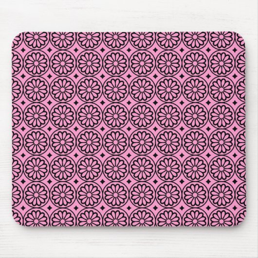 Alte ägyptische Blume - Rosa auf Schwarz Mousepad (Vorne)