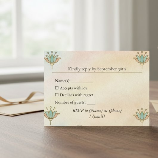 Alte ägyptische Elegant Lotus RSVP Card