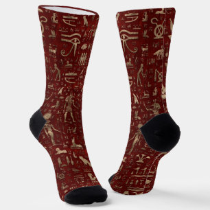 Alte ägyptische Götter und Hieroglyphen auf rot Socken