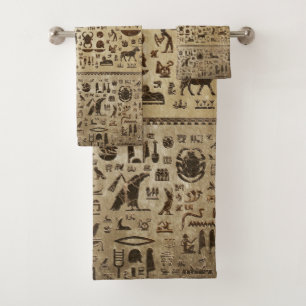 Alte ägyptische Götter und Hieroglyphen Badhandtuch Set