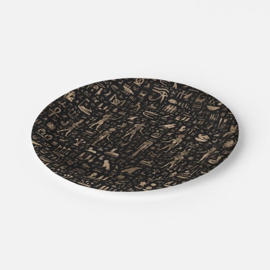 Alte ägyptische Götter und Hieroglyphen Pappteller (Schrägansicht)