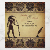 Alte ägyptische Gotteszene, Quill und Tinte Hochze Weinetikett (Einzelnes Label)