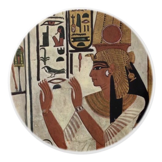 Alte ägyptische Göttin Königin & Hieroglyphen Keramikknauf (Vorderseite)