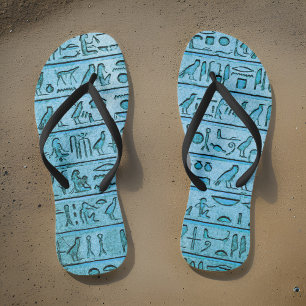 Alte ägyptische Hieroglyphen Blau Badesandalen