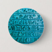 Alte ägyptische Hieroglyphen Blau Button (Vorderseite)