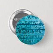 Alte ägyptische Hieroglyphen Blau Button (Vorne & Hinten)