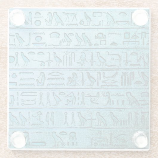 Alte ägyptische Hieroglyphen Blau Glasuntersetzer (Rückseite)