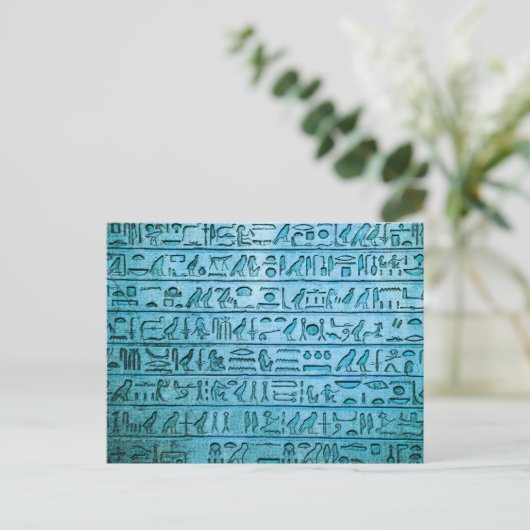 Alte ägyptische Hieroglyphen Blau Postkarte (Stehend Vorderseite)