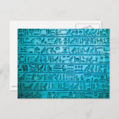 Alte ägyptische Hieroglyphen Blau Postkarte (Vorne/Hinten)