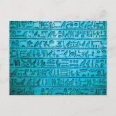 Alte ägyptische Hieroglyphen Blau Postkarte (Vorderseite)
