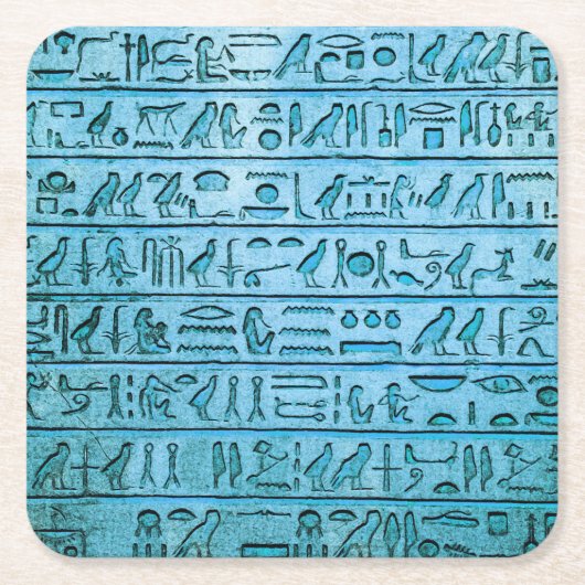 Alte ägyptische Hieroglyphen Blau Rechteckiger Pappuntersetzer (Vorderseite)