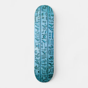 Alte ägyptische Hieroglyphen blau Skateboard