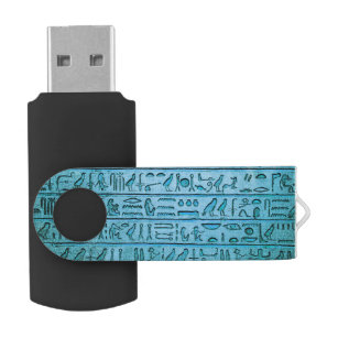 Alte ägyptische Hieroglyphen Blau USB Stick