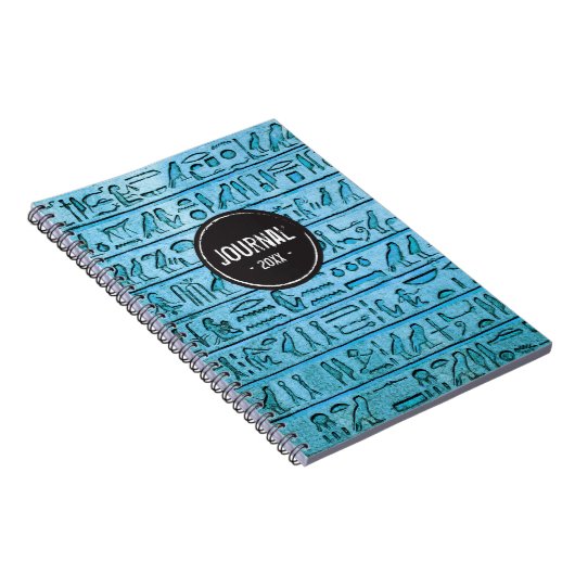 Alte ägyptische Hieroglyphen - Blaues Notebook Notizblock (Rechte Seite)