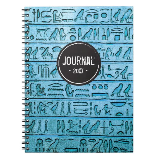 Alte ägyptische Hieroglyphen - Blaues Notebook Notizblock (Vorderseite)