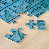 Alte ägyptische Hieroglyphen Blue Jigsaw Puzzle (Seite)