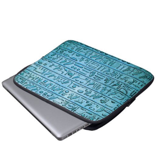 Alte ägyptische Hieroglyphen Blue Laptop Sleeves (Vorne Knopf)
