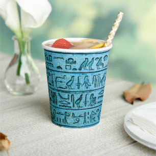Alte ägyptische Hieroglyphen Blue Paper Cup Pappbecher